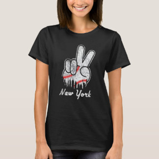 Peace Love Baseball New York Ny Skyline Apparel  2 T Shirt