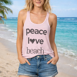 Peace Love Beach | Coastal Life Scoop Neck Grafik Linne Med Racerback