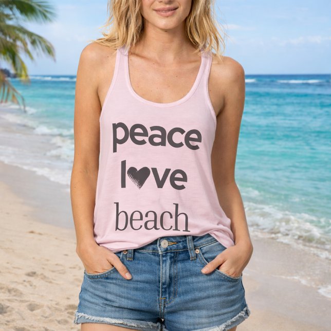 Peace Love Beach Graphic - Coastal Life Scoop Neck Linne Med Racerback (Skapare uppladdad)