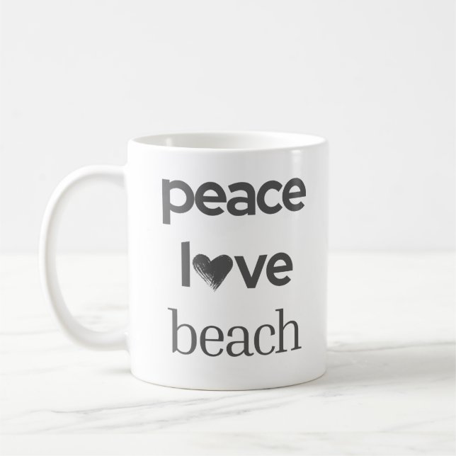 Peace Love Beach Graphic | Coastal Nautical Life Kaffemugg (Vänster)