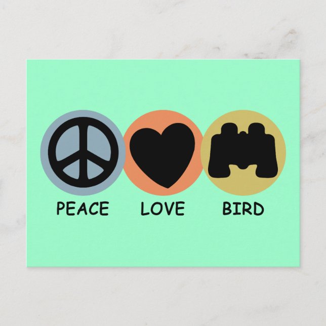 Peace Love Bird Vykort (Framsida)