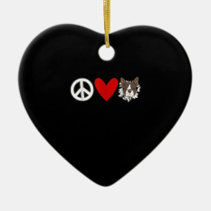 Peace Love Boston Terrier T-Shirt Julgransprydnad Keramik
