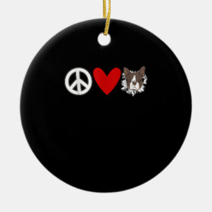 Peace Love Boston Terrier T-Shirt Julgransprydnad Keramik