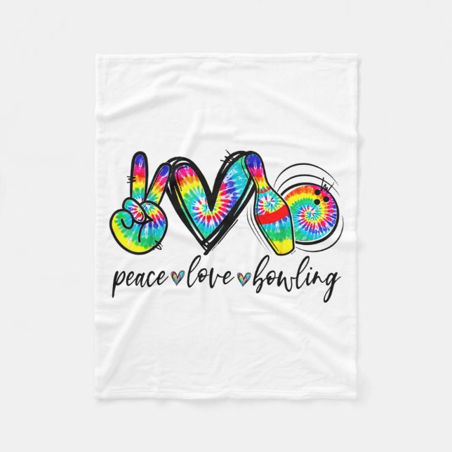 Peace Love Bowling Tie Dye Funny Bowling Lovers  Fleecefilt (Framsidan)
