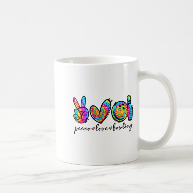 Peace Love Bowling Tie Dye Funny Bowling Lovers  Kaffemugg (Höger)
