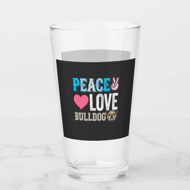 Peace Love Bulldog Vektor Glaskopp (Framsida)