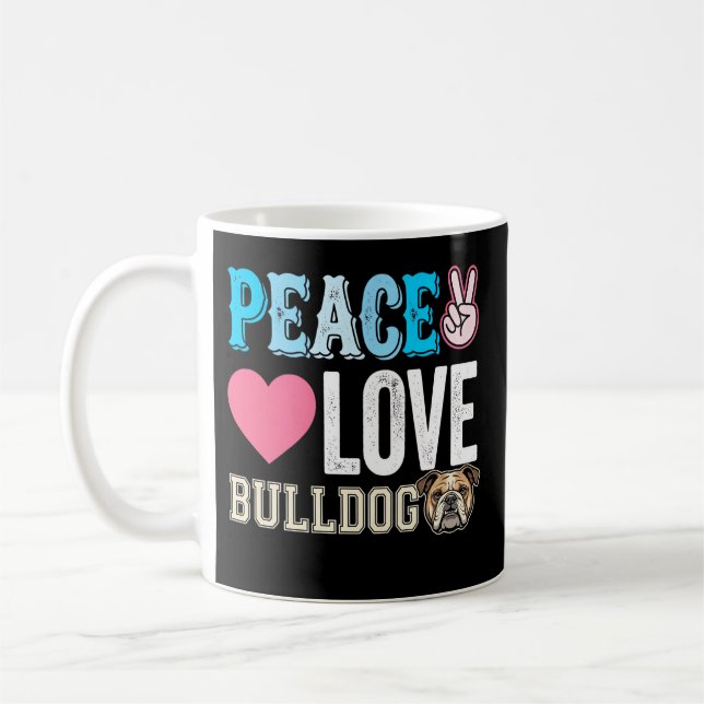 Peace Love Bulldog Vektor Kaffemugg (Vänster)