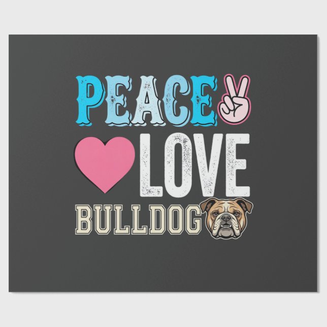 Peace Love Bulldog Vektor Presentpapper (Platt)