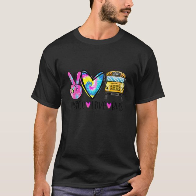 Peace Love Bus Driver First Day Of School Heart Ha T Shirt (Framsida)