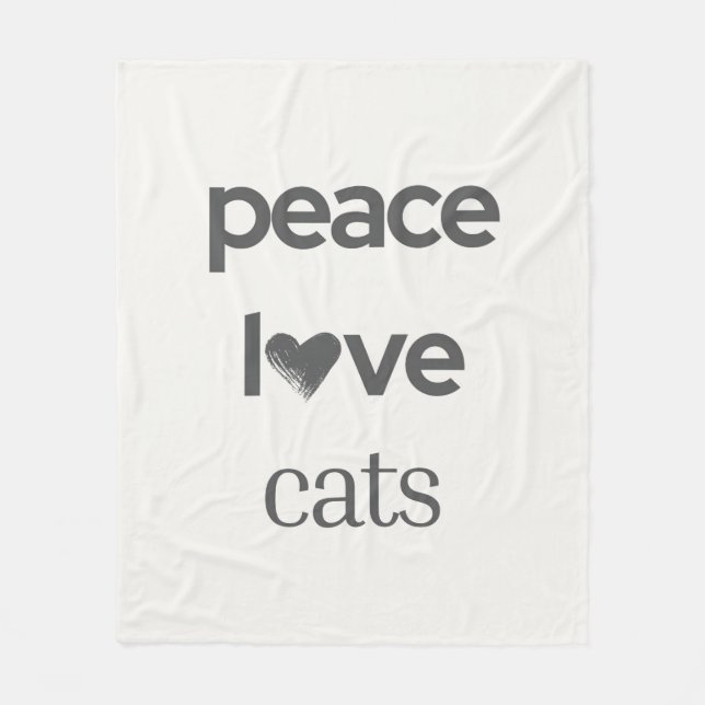 Peace Love Cats | Cat Mom Lover Modern Home Decor Fleecefilt (Framsidan)