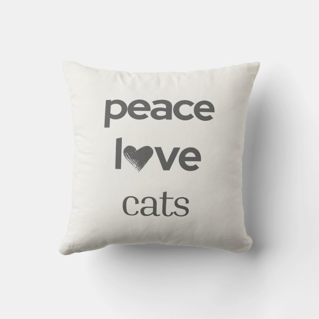 Peace Love Cats | Cat Mom Lover Modern Home Decor Kudde (Baksida)