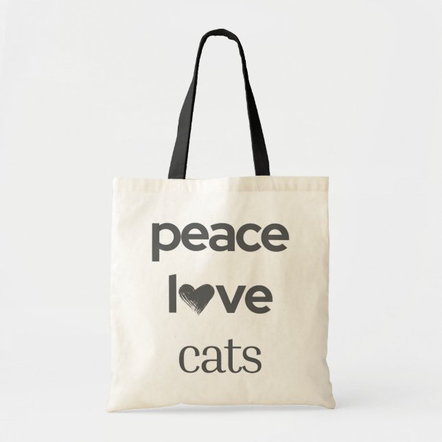 Peace Love Cats | Cat Mom Lover Modern Statement Tygkasse (Framsidan)