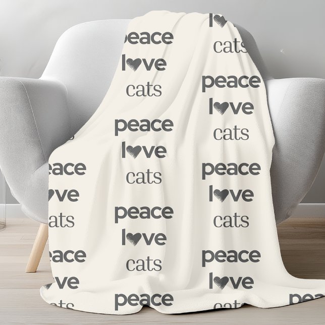 Peace Love Cats | Cream Cat Lover Modern Graphic Fleecefilt (Skapare uppladdad)