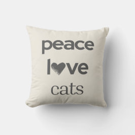 Peace Love Cats | Cream Cat Lover Modern Graphic Kudde