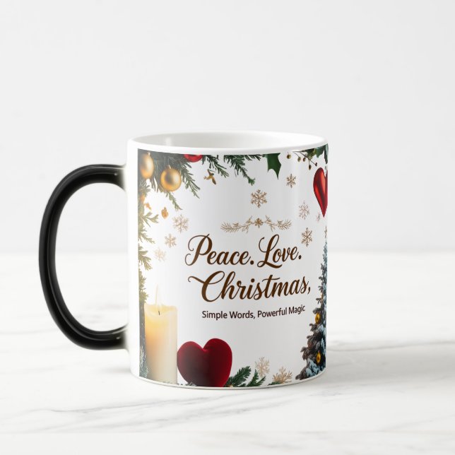 Peace Love Christmas Color Morphing Mug  Magisk Mugg (Vänster)