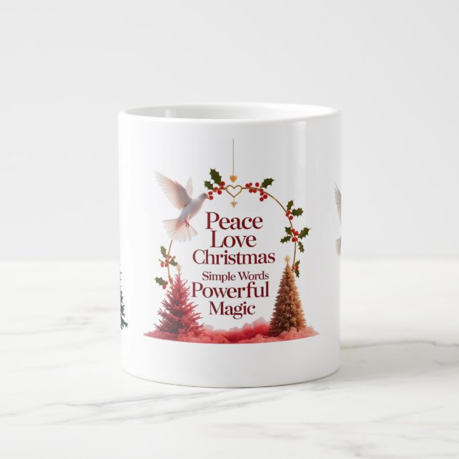 Peace Love Christmas Dove Mug – Specialty Jumbo  Jumbo Mugg (Framsidan)