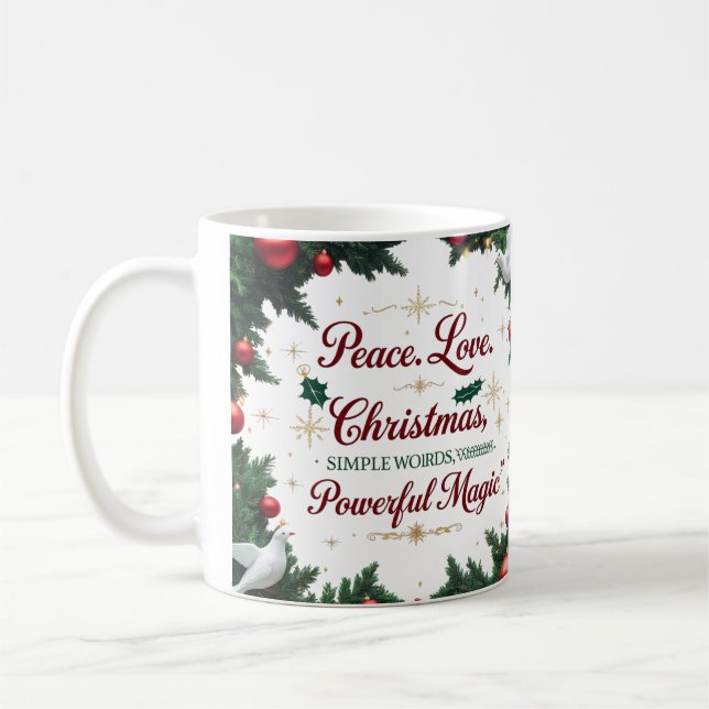 Peace Love Christmas Two-Tone Mug  Kaffemugg (Vänster)