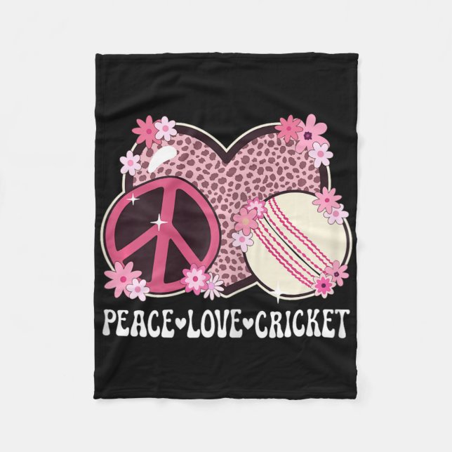 Peace Love Cricket Lover Outfit Cheetah Print Wome Fleecefilt (Framsidan)