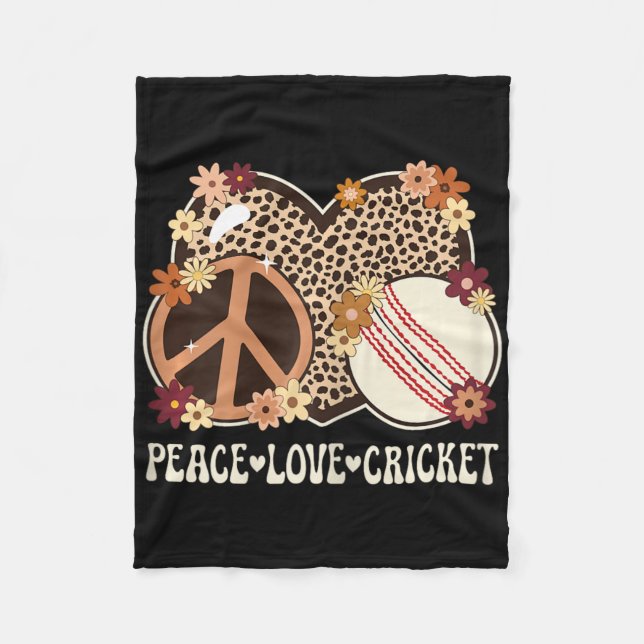 Peace Love Cricket Lover Outfit Cheetah Print Wome Fleecefilt (Framsidan)