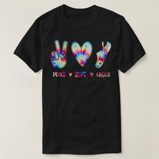 Peace Love Crocs Funny Gift for Family Xmas Pyjama T Shirt (Design framsida)