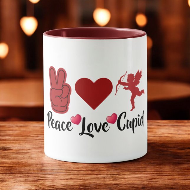 Peace Love Cupid - Bedårande Ängel för Alla Hjärta Mugg (Skapare uppladdad)