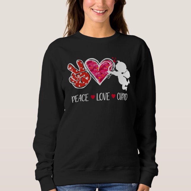 Peace Love Cupid Cute Red Leopard Valentine's Day  T Shirt (Framsida)