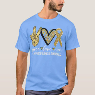 Peace Love Cure Childhood Cancer Awareness Gold Ri T Shirt