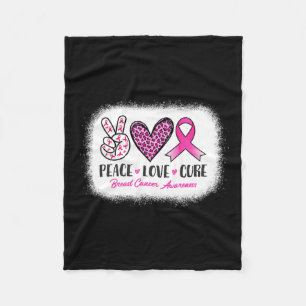 Peace Love Cure Leopard Bröstcancer Medvetenhet Fleecefilt