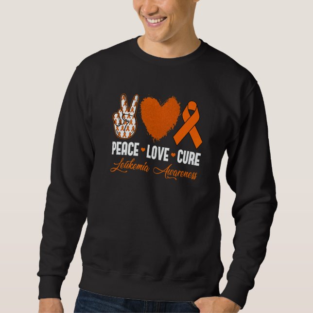 Peace Love Cure Leukemia Awareness Month Warrior W Lång Ärmad Tröja (Framsida)