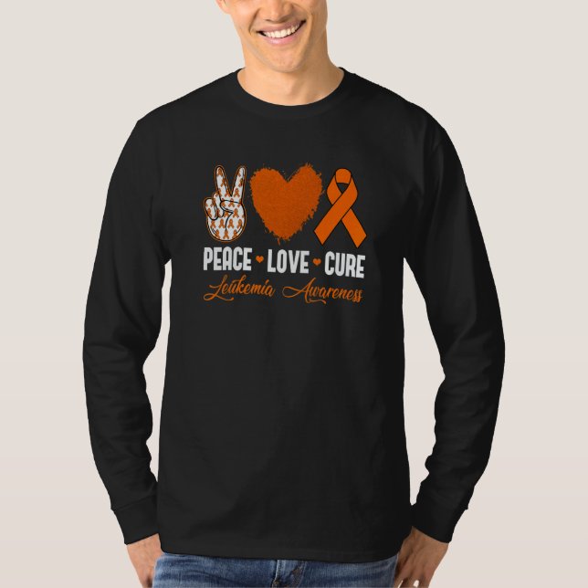 Peace Love Cure Leukemia Awareness Month Warrior W T Shirt (Framsida)