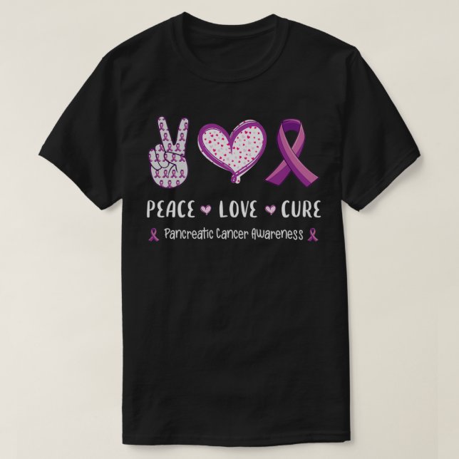 Peace Love cure Pancreatic cancer awareness men wo T Shirt (Design framsida)