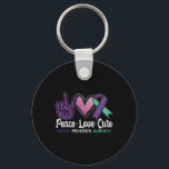 Peace Love Cure Suicide Prevention Awareness  Nyckelring<br><div class="desc">Peace Love Cure Suicide Prevention Awareness</div>
