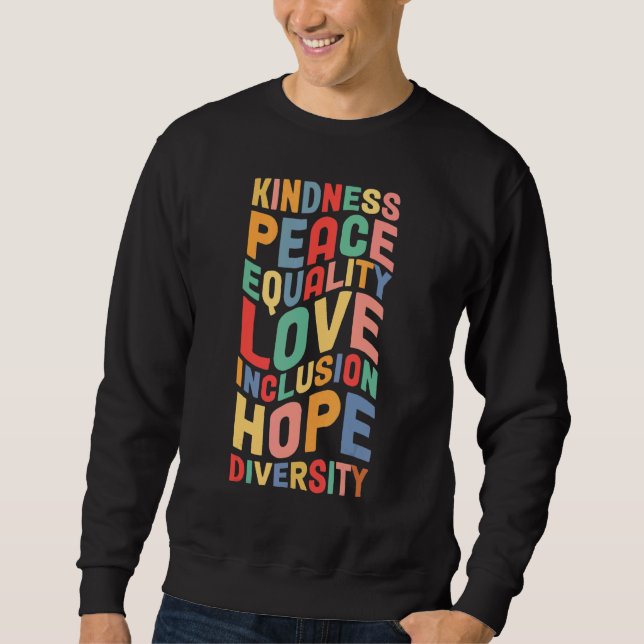 Peace Love Diversity Inclusion Equality Human Righ Lång Ärmad Tröja (Framsida)