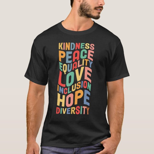Peace Love Diversity Inclusion Equality Human Righ T Shirt (Framsida)