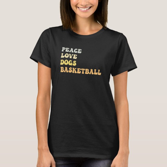 Peace Love Dogs Basketball   Retro T Shirt (Framsida)
