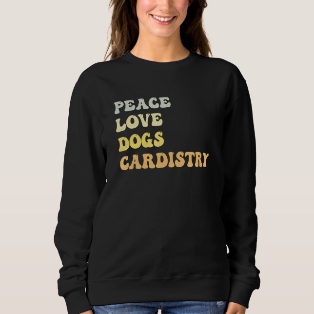 Peace Love Dogs Cardistry   Retro T Shirt (Framsida)