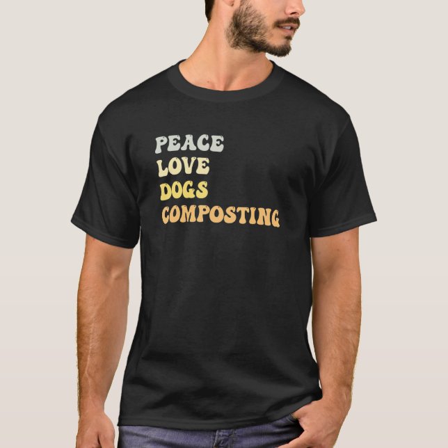 Peace Love Dogs Composting   Retro T Shirt (Framsida)