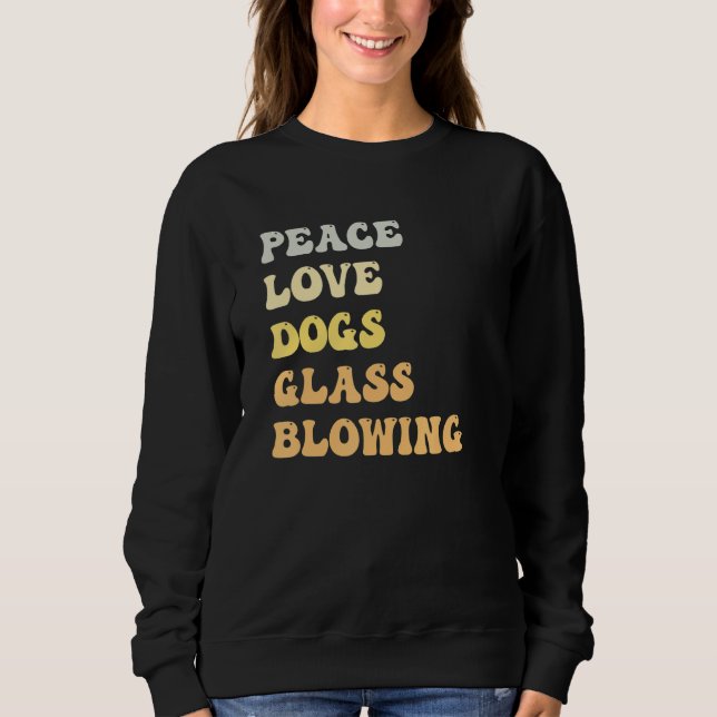 Peace Love Dogs Glass Blowing   Retro T Shirt (Framsida)