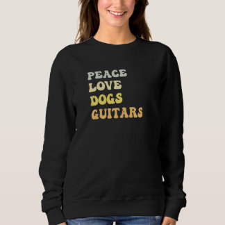 Peace Love Dogs Guitars  Retro T Shirt