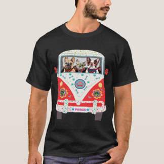 Peace Love Dogs Hippie Van French Bulldog T Shirt