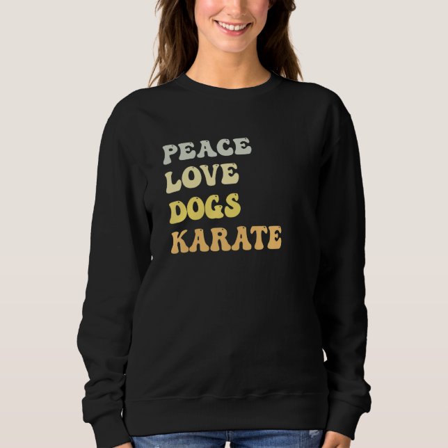 Peace Love Dogs Karate  Retro T Shirt (Framsida)