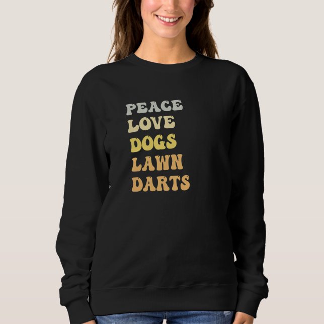 Peace Love Dogs Lawn Darts  Retro T Shirt (Framsida)