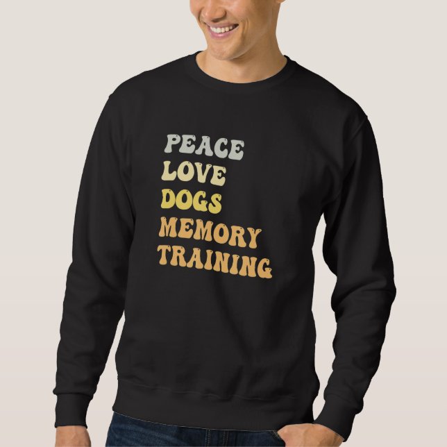 Peace Love Dogs Memory Training   Retro Lång Ärmad Tröja (Framsida)