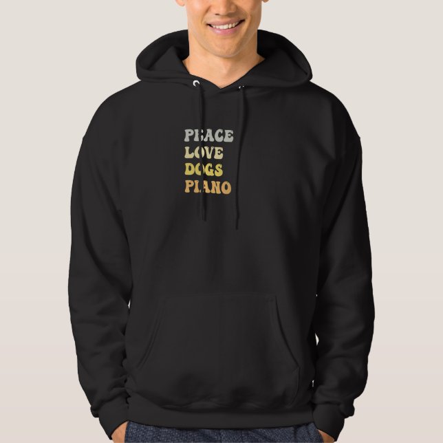Peace Love Dogs Piano  Retro Hoodie (Framsida)