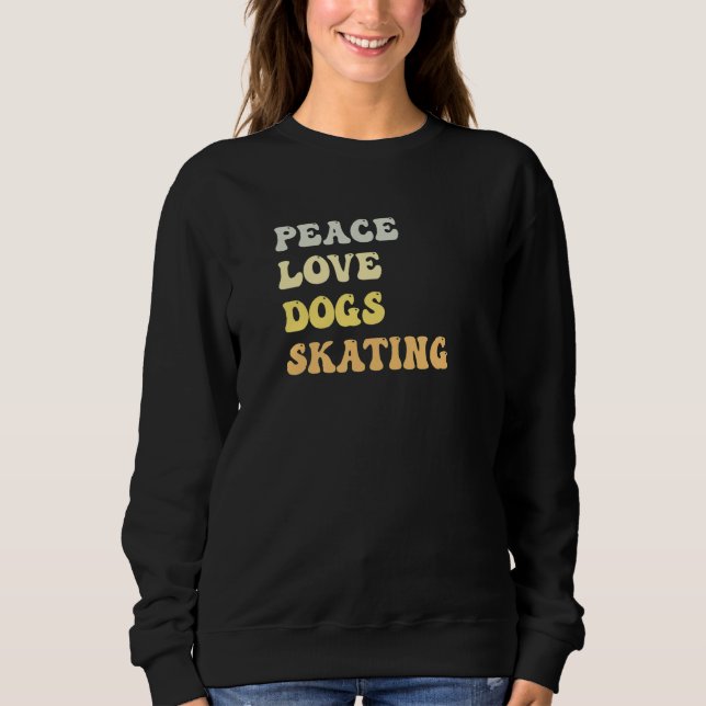 Peace Love Dogs Skating  Retro T Shirt (Framsida)