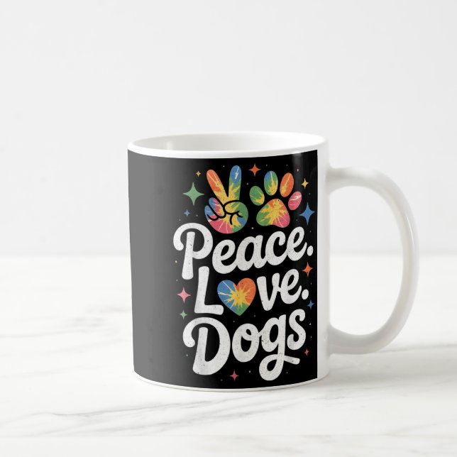 Peace Love Dogs Tie Dye Dog Lover Rescue Puppy  Kaffemugg (Höger)