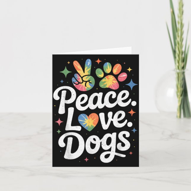 Peace Love Dogs Tie Dye Dog Lover Rescue Puppy  Kort (Framsida)