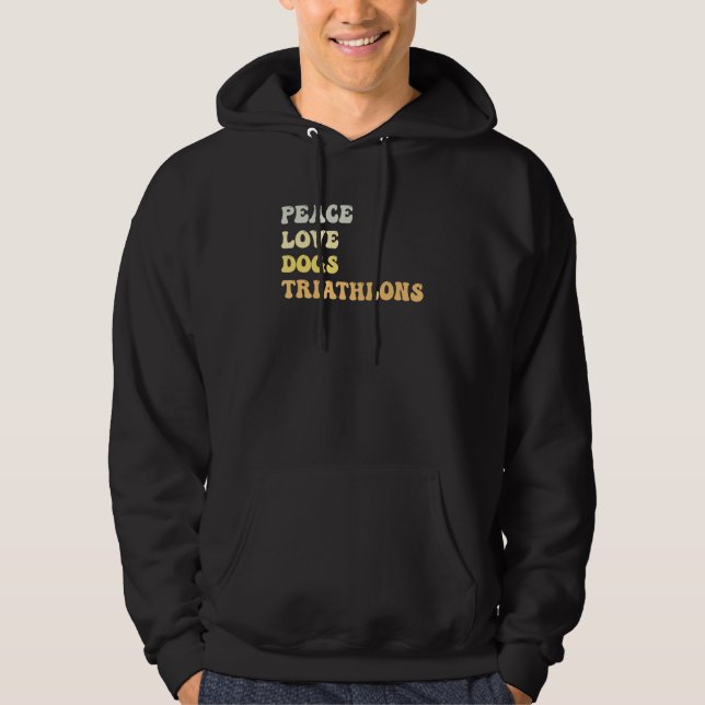 Peace Love Dogs Triathlons   Retro Hoodie (Framsida)