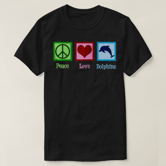 Peace Love Dolphins Cute Blue Dolphin Zip  T Shirt (Design framsida)