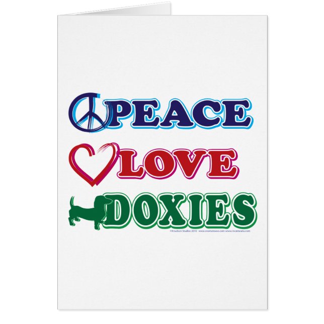 Peace-Love-Doxies- Dachsund Hälsningskort (Framsidan)